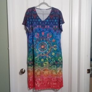 mandala shift dress MISSLOOK cap sleeve